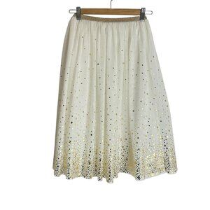 Fairycore Girl White Gold Star Maxi Skirt 6/6X Sheer Tulle Princess Girlie Flowy